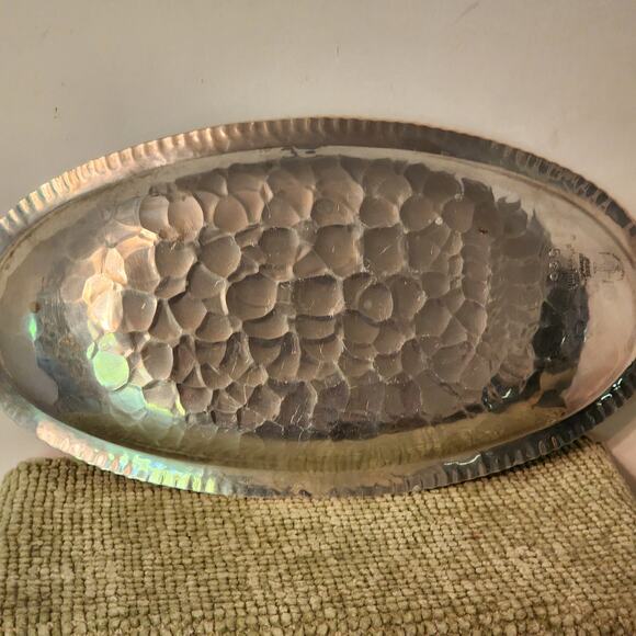Continental Silverlook Hand Wrought Aluminum Tray #566 Floral Mid Century - Picture 6 of 6